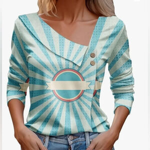 SoBI ~ Women’s Long sleeve asymmetrical, neck line lightweight top size M